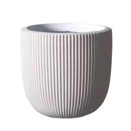 Κασπώ Πήλινο Στρογγυλό Stripe M B-5940-8 31x31x28cm White Supergreens Πηλός