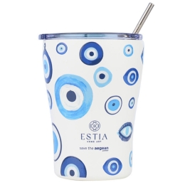 Ποτήρι - Θερμός Με Καλαμάκι Spirit Of Luck Save The Aegean 01-31749 350ml White-Blue Estia