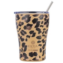 Ποτήρι - Θερμός Με Καλαμάκι Spotted Prowl Save The Aegean 01-31763 350ml Brown-Black Estia