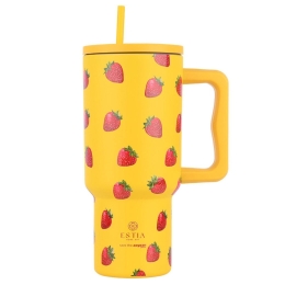 Κούπα - Θερμός Με Καλαμάκι Berry Bright Tumbler XL Save The Aegean 01-32029 900ml Yellow-Red Estia