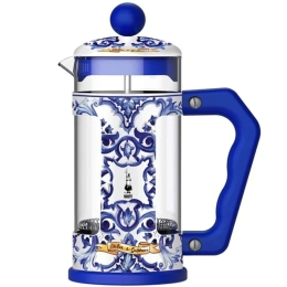 Καφετιέρα Γαλλικού Χειροκίνητη D&G Blu Mediterraneo 209.0005354 1Lt Multi-Blue Bialetti Γυαλί