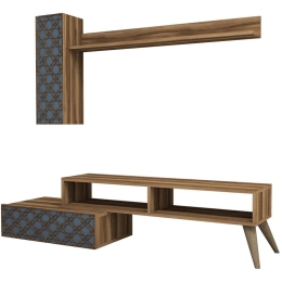 Σύνθεση Τηλεόρασης Planet 845HCT3046 150x37,2x37,8cm Walnut-Blue