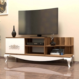 Έπιπλο Τηλεόρασης Sultan 845HCT3058 130x45x50,6cm Walnut-White