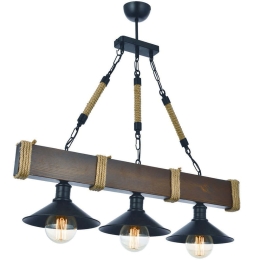 Φωτιστικό Οροφής - Ράγα Kutuk 890BCN1121 70x22x75cm 3xE27 40W Walnut-Black Opviq