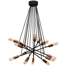 Φωτιστικό Οροφής Okini 527ABY1716 Φ52x93cm 14xE27 40W Black-Copper Opviq