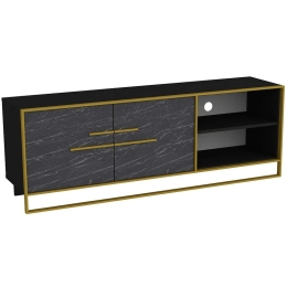 Έπιπλο Τηλεόρασης Polka 875ZNA3060 160x38,5x56,6cm Marble Effect Black-Gold