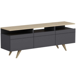 Έπιπλο Tηλεόρασης Berlin 382NRC1109 150x35x52cm Anthracite-Oak