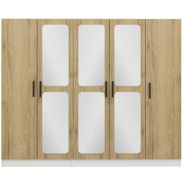 Ντουλάπα Πεντάφυλλη Kale 506MNR2563 225x52x210cm White-Oak Πεντάφυλλη