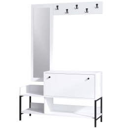 Έπιπλο Εισόδου Nonso 393MRD1276 120x35x70cm White-Black Μοριοσανίδα, Μελαμίνη