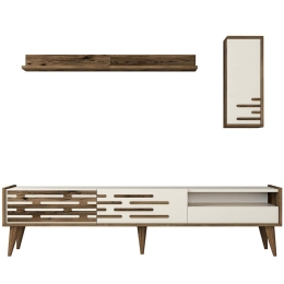 Σύνθεση Τηλεόρασης Valensiya 845HCT5346 180x35x45cm Walnut-Cream