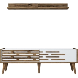 Σύνθεση Τηλεόρασης Valensiya 845HCT5385 140x35x45cm Walnut-White