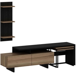 Σύνθεση Τηλεόρασης Με Ζιγκόν Vera 506MNR1139 180x40x50cm Black-Oak