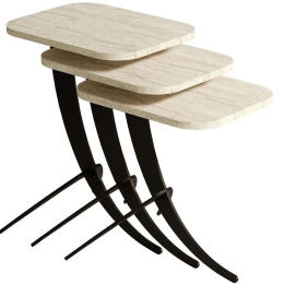 Ζιγκόν Pion (Σετ 3Τμχ) 845HCT5610 35x45x60/54,5/48,5cm Travertine Beige-Black