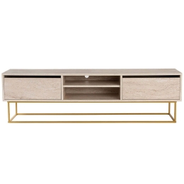 Έπιπλο Τηλεόρασης Escape 854KLN3088 180x40x50cm Travertine Beige-Gold