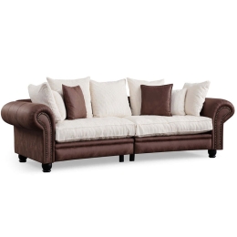Καναπές Τριθέσιος Fresno 560ARE1548 300x115x80cm Brown-White