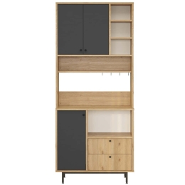 Ντουλάπι Κουζίνας 956LCS3570 88x35,5x205cm Oak-Anthracite Μοριοσανίδα, Μέταλλο