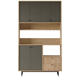 Ντουλάπι Κουζίνας 956LCS3571 120x35,5x205cm Oak-Anthracite Μοριοσανίδα, Μέταλλο