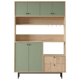 Ντουλάπι Κουζίνας 956LCS3583 120x35,5x180cm Oak-Green Μοριοσανίδα, Μέταλλο