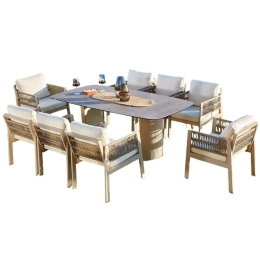 Τραπεζαρία Κήπου Toscana (Σετ 9Τμχ) 561CLR1314 Beige 8 Θέσεων