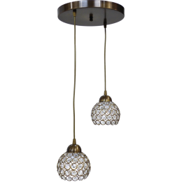 Φωτιστικό Οροφής Chris/2L Pendel Bronze 01-0262 Heronia Κρύσταλλο,Μέταλλο