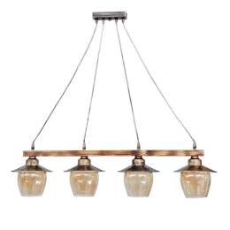 Φωτιστικό Οροφής - Ράγα R-98 Cable 30-0070 4/Ε27 Φ15x90x80cm Natural Wood Honey Heronia