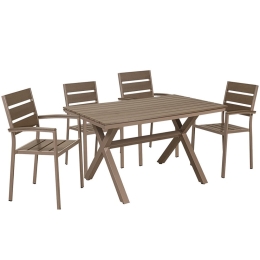 Σετ Τραπεζαρία 5τεμ. 154519 Brown 90Χ150Χ74 cm 4 Θέσεων