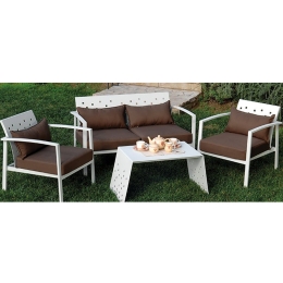 Καθιστικό Αλουμινίου 3589 Amanda (Σετ 4Τμχ) 130x74x31/77 White 4 Θέσεων