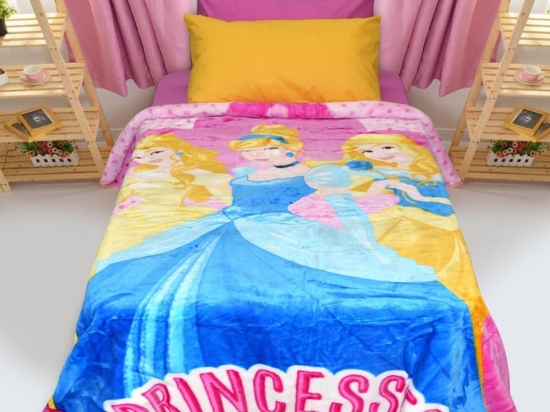 Ariete Casa Κουβέρτα Velour Disney Princesses Μονή 160×220 Γαλάζια/Ροζ