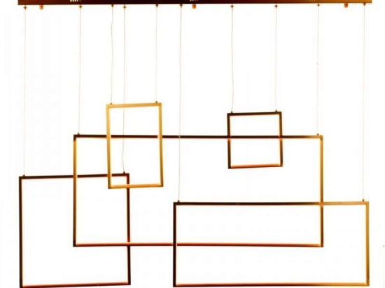 Φωτιστικό Οροφής-Ράγα Led 6165 131x150cm 11200Lm Gold Inlight Μέταλλο,Ακρυλικό
