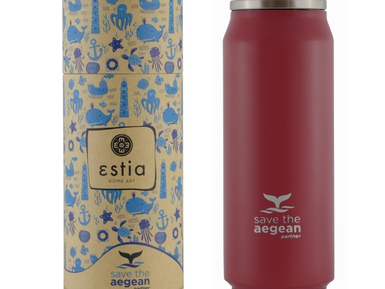 Ισοθερμικό Δοχείο Καφέ 01-9854 Save Aegean 500Ml Ανοξείδωτο Ατσάλι Matte Red Estia