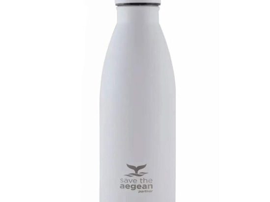 Ισοθερμικό Μπουκάλι Travel Flask 01-9014 Save Aegean 500Ml Ανοξείδωτο Ατσάλι Matte White Estia