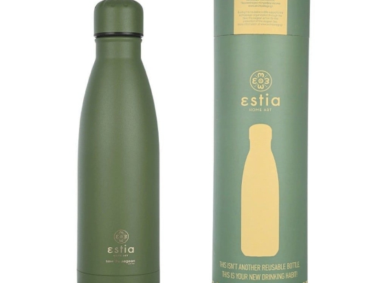 Ισοθερμικό Μπουκάλι Travel Flask 01-18061 Save Aegean 500Ml Ανοξείδωτο Ατσάλι Forest Green Estia