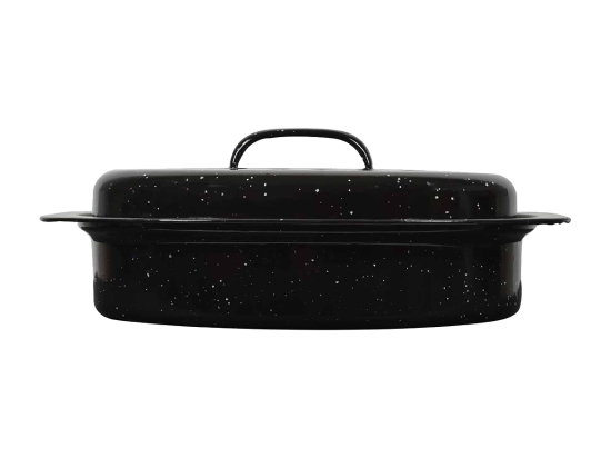 Γάστρα Εμαγιέ 01-9052 Με Σχάρα 42X32Cm Μέταλλο Black Estia Αλουμίνιο