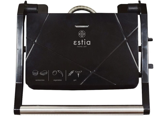 Τοστιέρα Γκριλιέρα Αναδιπλούμενη 06-10034 1000W Black Estia Μέταλλο,Πλαστικό