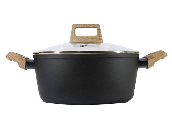 Κατσαρόλα Με Γυάλινο Καπάκι Earth Φ20cm 01-10201 Black Estia 20cm Αλουμίνιο