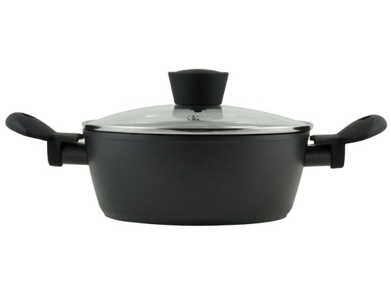 Κατσαρόλα Με Γυάλινο Καπάκι Magma Φ24cm 01-6136 Black Estia 24cm Αλουμίνιο