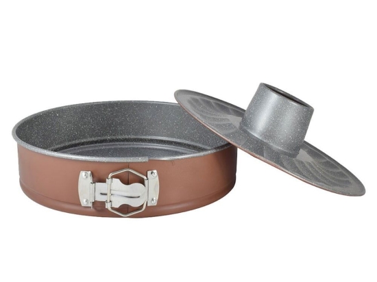 Φόρμα Κέικ Με Μαρμάρινη Επίστρωση 01-8468 Φ28cm Brown-Black Estia Αλουμίνιο
