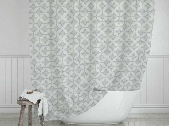 Κουρτίνα Μπάνιου Flower Life 02-11376 180x200cm Grey-Multi Estia 180Πx200Υ Πολυέστερ