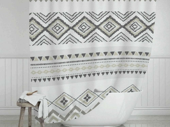 Κουρτίνα Μπάνιου Tribe 02-11765 180x200cm Multi Estia 180Πx200Υ Πολυέστερ