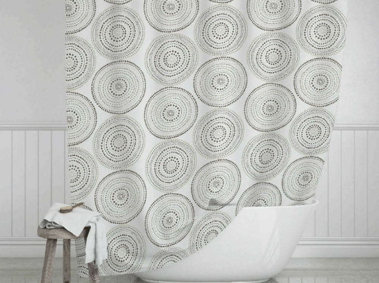 Κουρτίνα Μπάνιου Woody 02-11383 180x200cm Multi Estia 180Πx200Υ Πολυέστερ