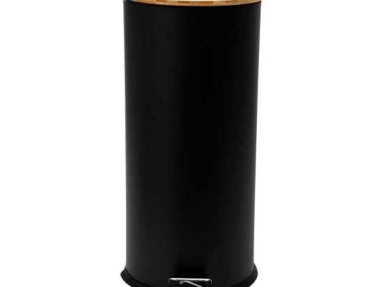 Κάδος Απορριμμάτων Soft Close Bamboo Essentials 30Lt 01-12878 Φ29x65,6cm Natural-Black Estia Μέταλλο,Bamboo