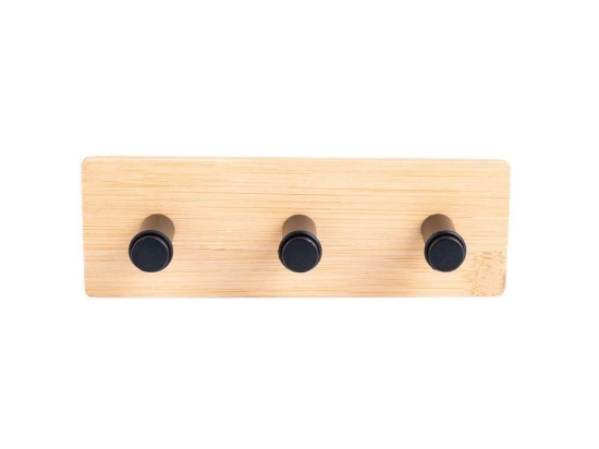 Κρεμάστρα Επιτοίχια 3 Θέσεων Bamboo Essentials 02-12809 15x3,8x5cm Natural-Black Estia
