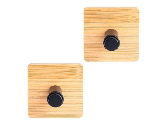 Κρεμάστρα Επιτοίχια Μονή Bamboo Essentials (Σετ 2Τμχ) 02-12793 5x3,8x5cm Natural-Black Estia Μέταλλο,Bamboo