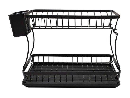 Πιατοθήκη Μεταλλική Διώροφη 01-12113 29x31x42cm Black Estia Μέταλλο