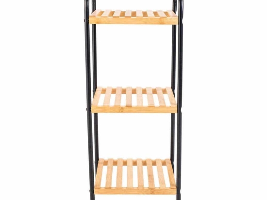 Ραφιέρα Επιδαπέδια 3 Θέσεων Bamboo Essentials 02-13110 30x26x75cm Natural-Black Estia Μέταλλο,Bamboo