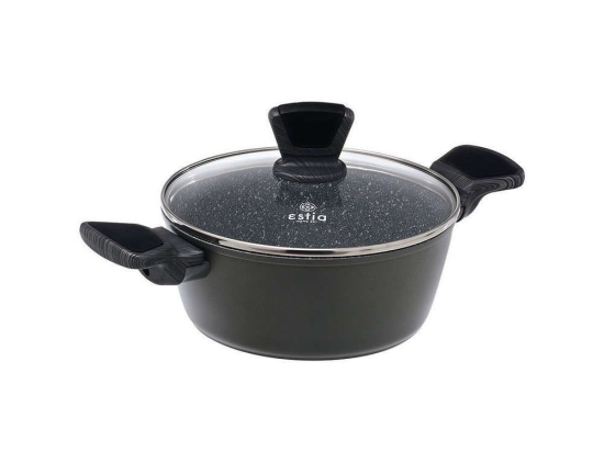 Κατσαρόλα Αντικολλητική Ρηχή Cuisson 01-11116 Φ20cm Dark Grey Estia 20cm Αλουμίνιο