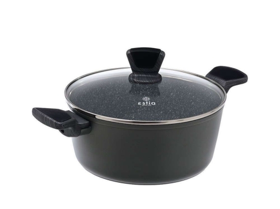 Κατσαρόλα Αντικολλητική Ρηχή Cuisson 01-11123 Φ24cm Dark Grey Estia 24cm Αλουμίνιο