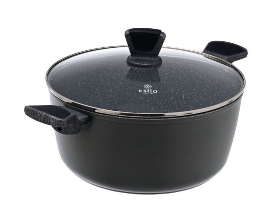 Κατσαρόλα Αντικολλητική Ρηχή Cuisson 01-11130 Φ28cm Dark Grey Estia 28cm Αλουμίνιο