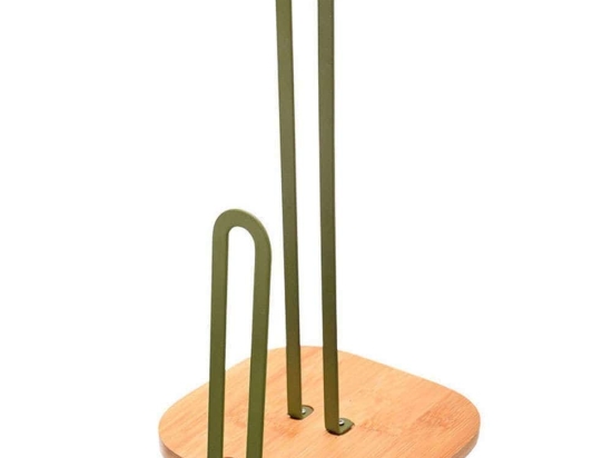 Βάση Χαρτιού Κουζίνας Bamboo Essentials 01-14131 16x16x31,5cm Olive-Natural Estia Μέταλλο,Bamboo