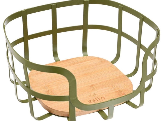 Φρουτιέρα Bamboo Essentials 01-14162 24x24x12,7cm Olive-Natural Estia Μέταλλο,Bamboo
